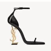 Premium Leather Gold Statement Heel