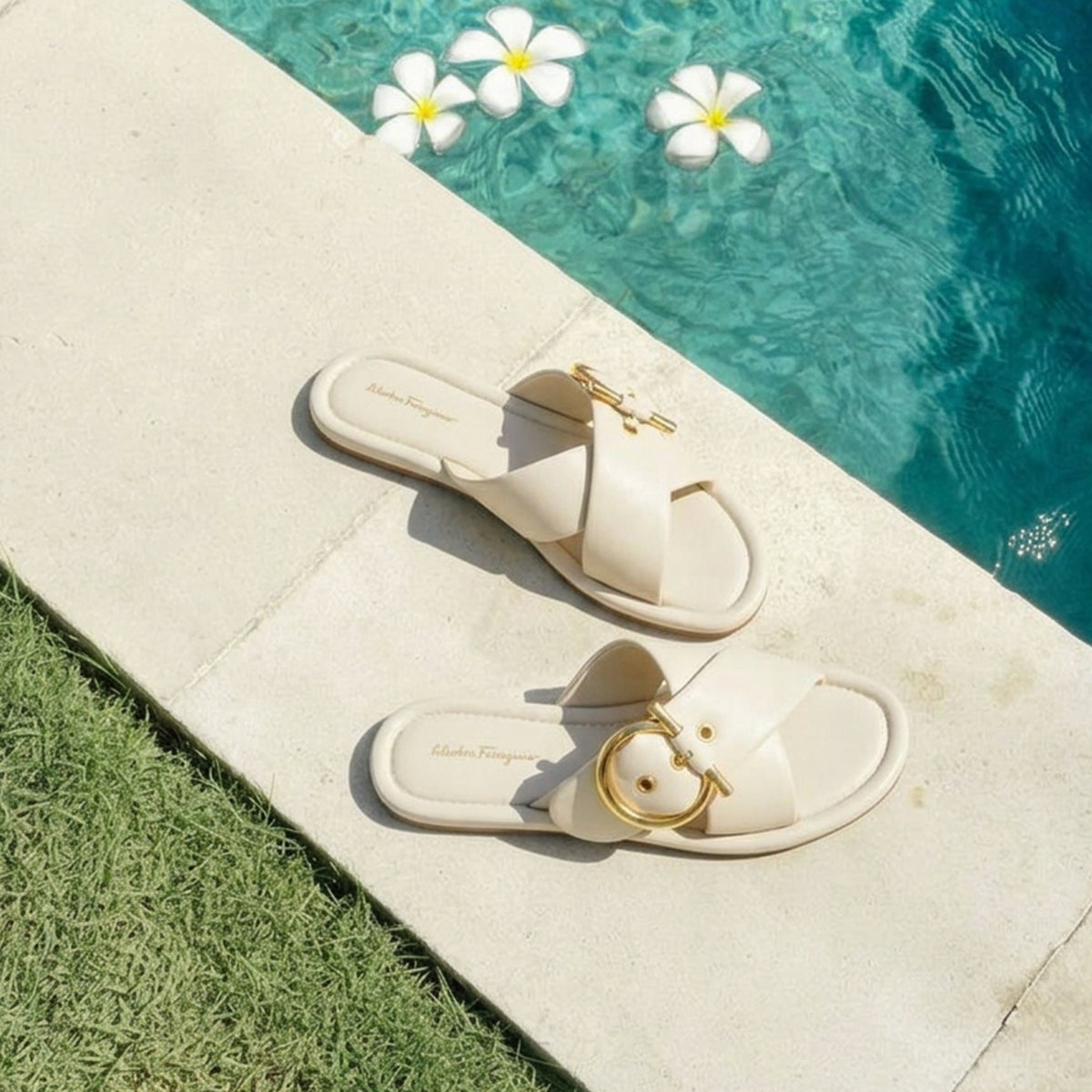 Gancini Sandal Beige