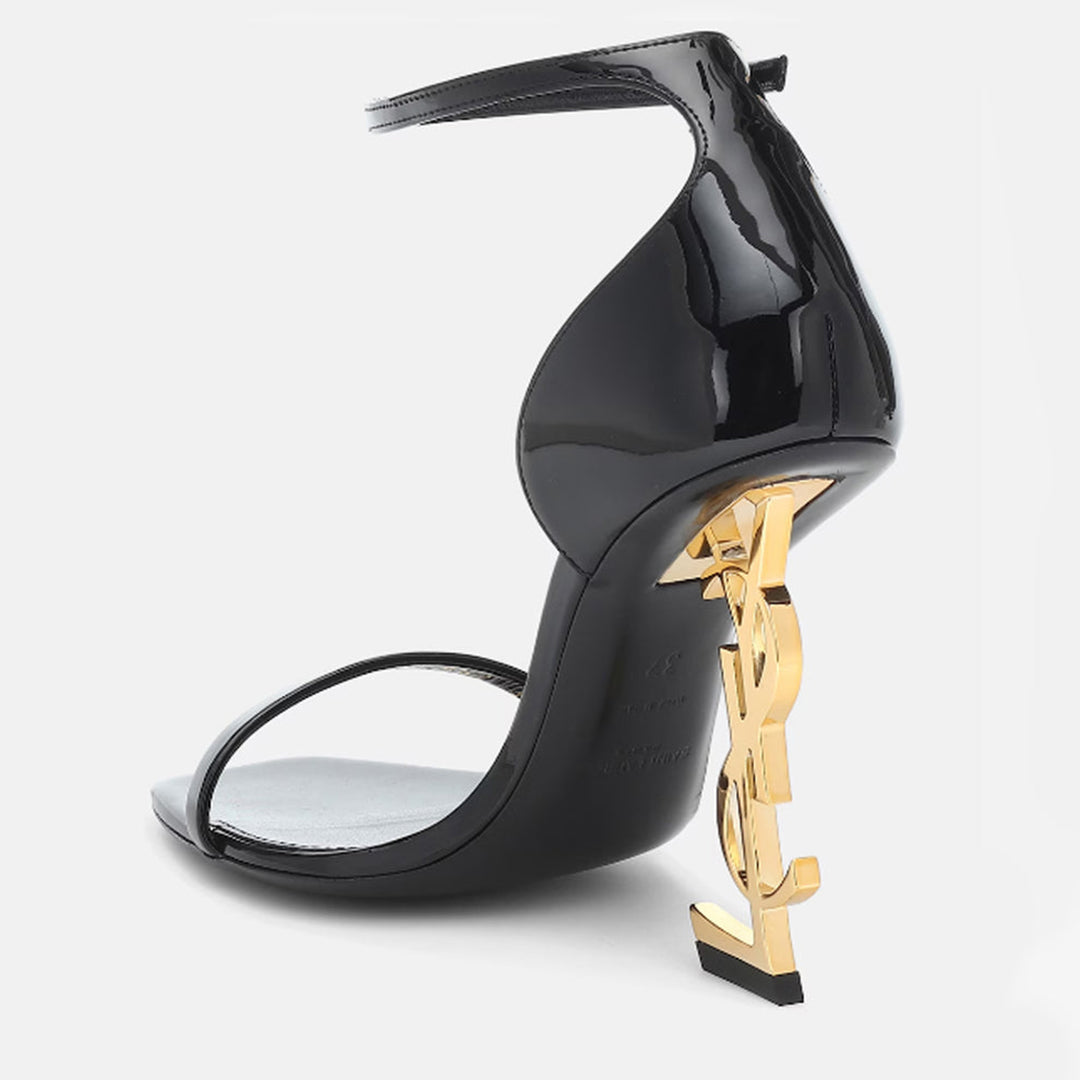 Premium Leather Gold Statement Heel