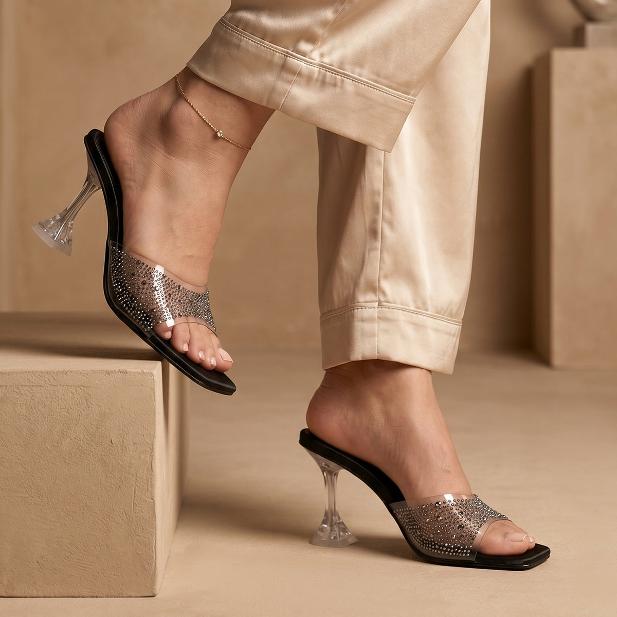 Embellished Transparent Heels