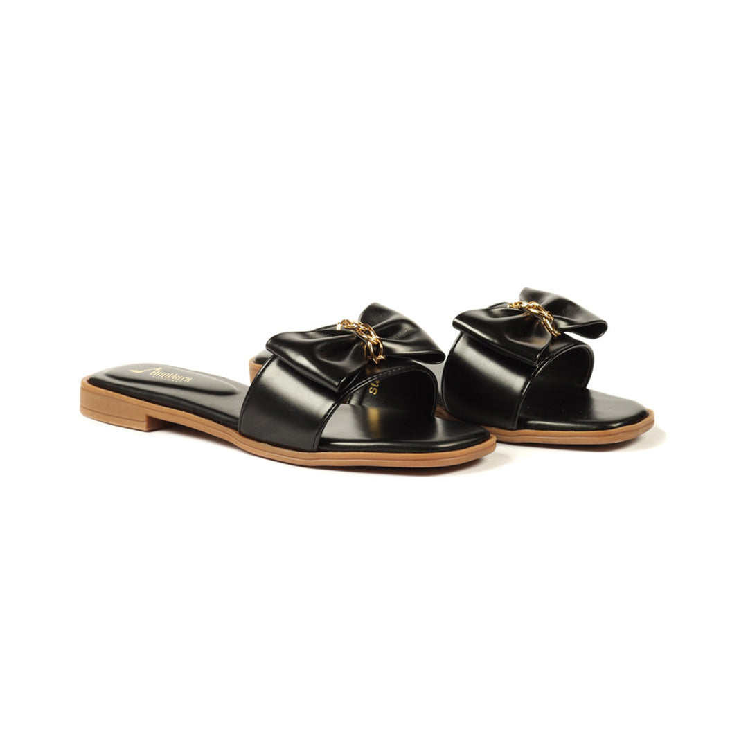 Black Bow Chain Slides