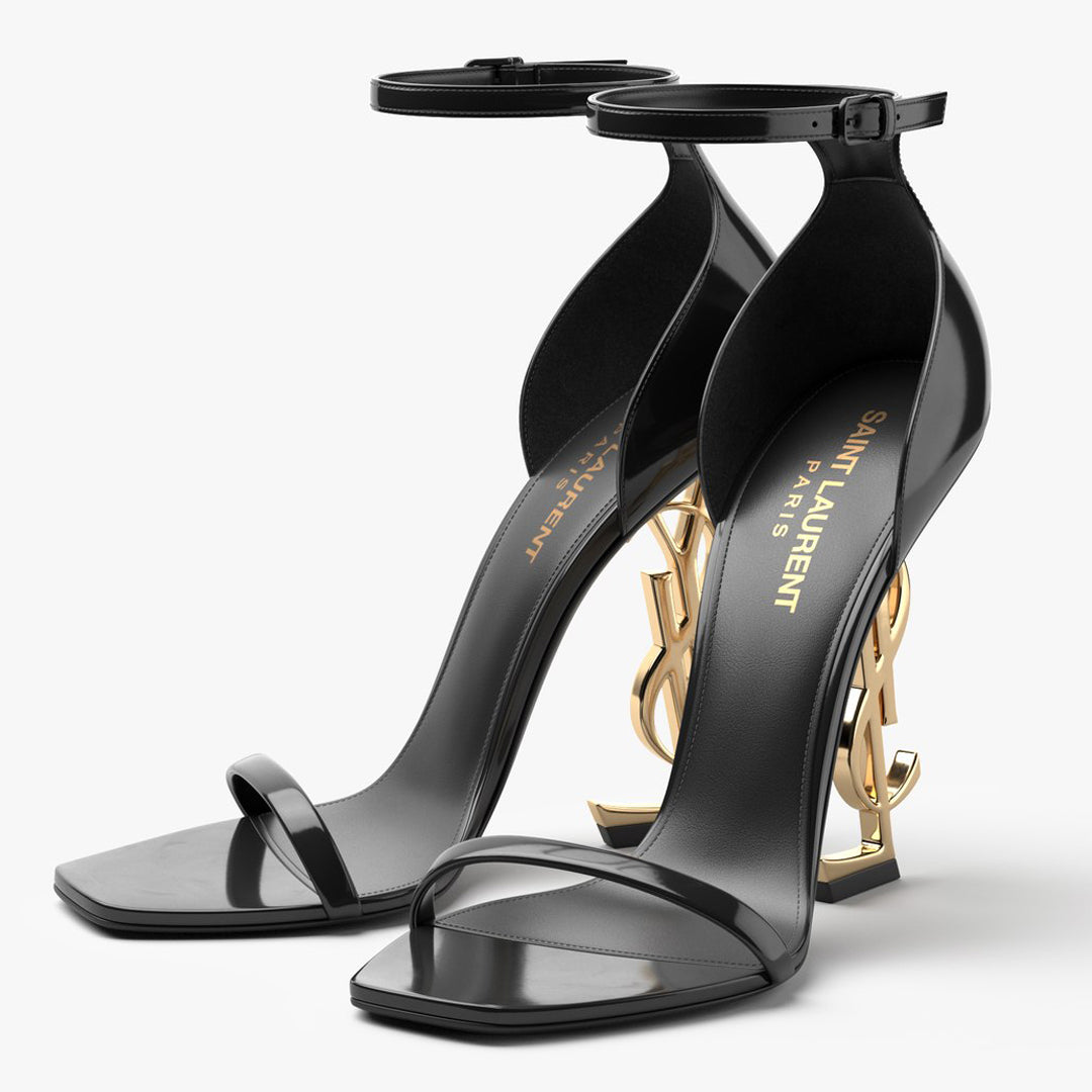 Premium Leather Gold Statement Heel